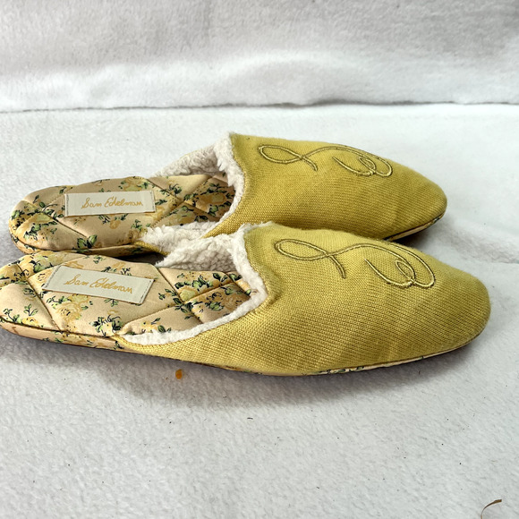 Sam Edelman Flat Shoe Womens 8 Kerry Mule Gold Embroidered Logo Slip On Wool - Picture 2 of 10